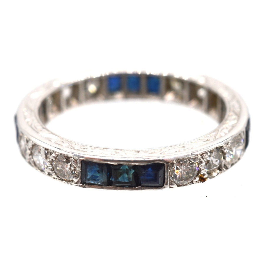 Art Deco Platinum Sapphire and Diamond Eternity Ring | Parkin and Gerrish | Antique & Vintage Jewellery