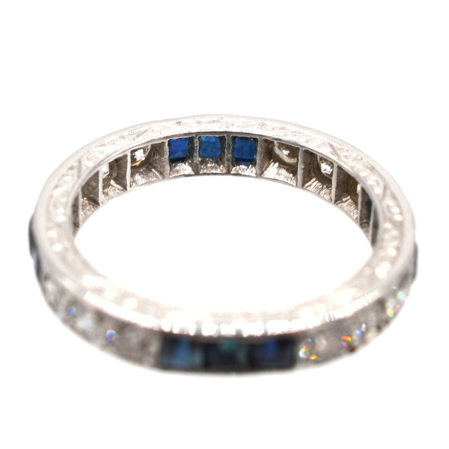 Art Deco Platinum Sapphire and Diamond Eternity Ring | Parkin and Gerrish | Antique & Vintage Jewellery