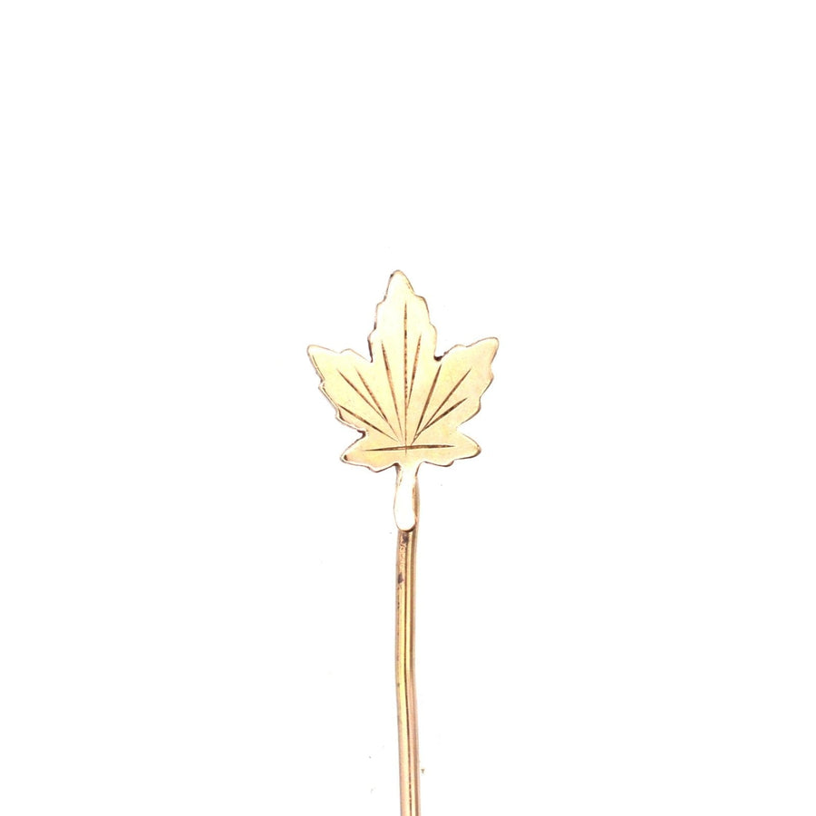 Art Deco Rolled Gold Plate Gold Maple Leaf Tie Pin | Parkin and Gerrish | Antique & Vintage Jewellery