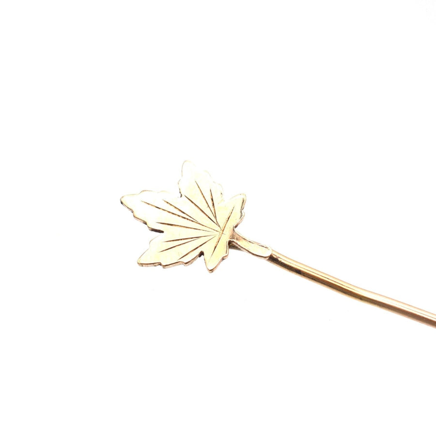 Art Deco Rolled Gold Plate Gold Maple Leaf Tie Pin | Parkin and Gerrish | Antique & Vintage Jewellery