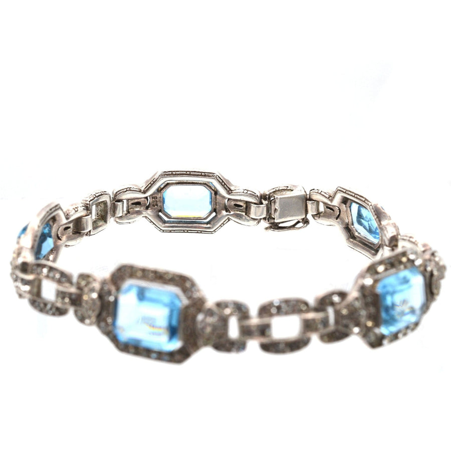 Art Deco Silver Blue and White Paste Bracelet | Parkin and Gerrish | Antique & Vintage Jewellery