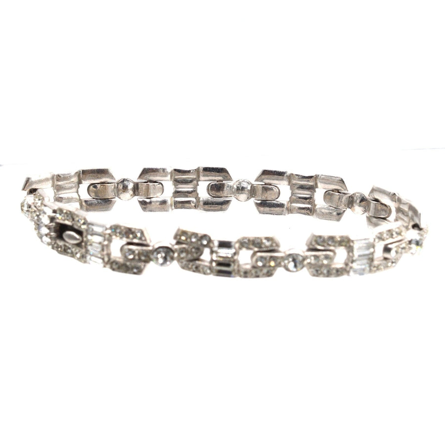 Art Deco Silver-Tone White "Diamond" Paste Costume Bracelet | Parkin and Gerrish | Antique & Vintage Jewellery