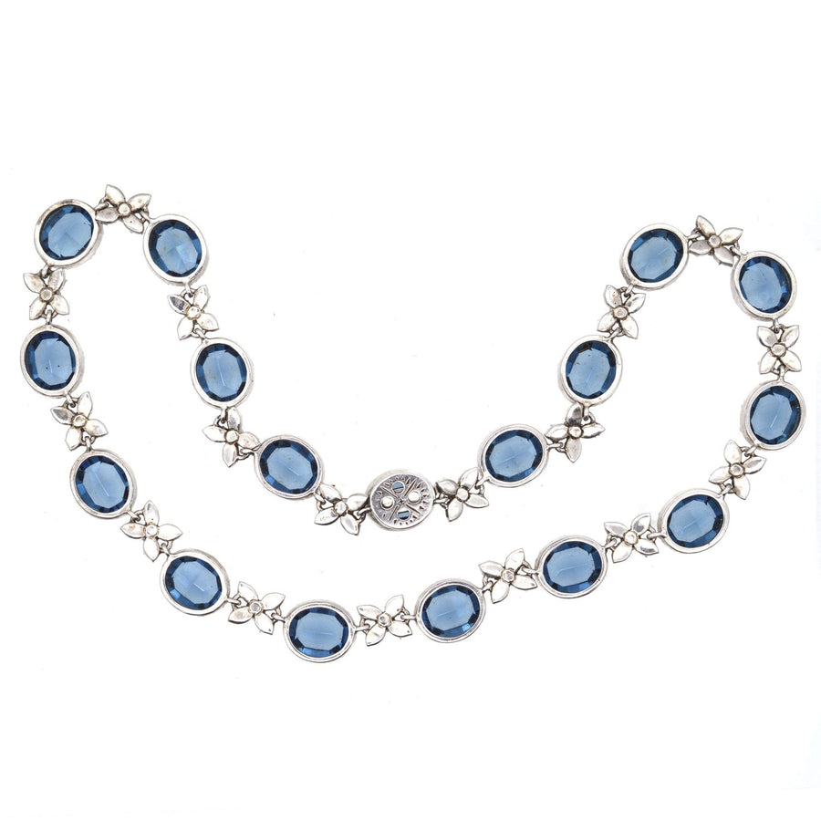 Art Deco Silver, White and Blue Paste Necklace | Parkin and Gerrish | Antique & Vintage Jewellery