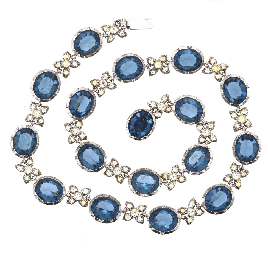 Art Deco Silver, White and Blue Paste Necklace | Parkin and Gerrish | Antique & Vintage Jewellery