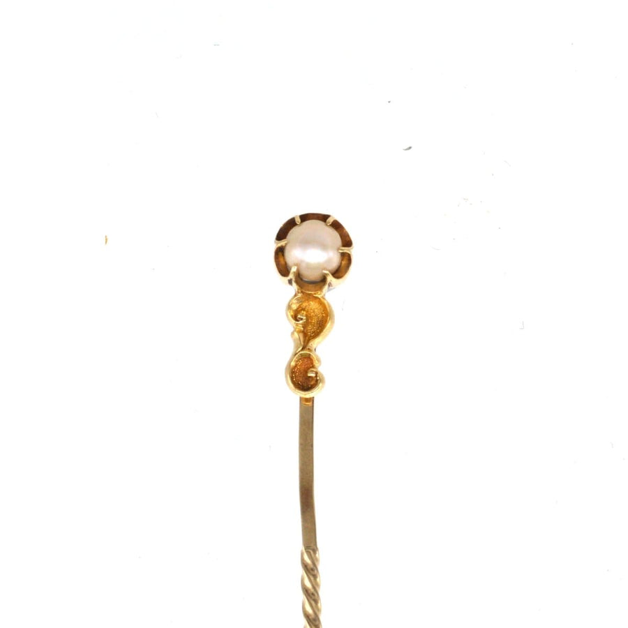 Art Nouveau 15ct Gold Pearl Tie Pin | Parkin and Gerrish | Antique & Vintage Jewellery