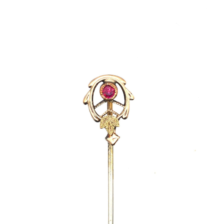 Art Nouveau 9ct Two Colour Gold and Ruby Tie Pin | Parkin and Gerrish | Antique & Vintage Jewellery