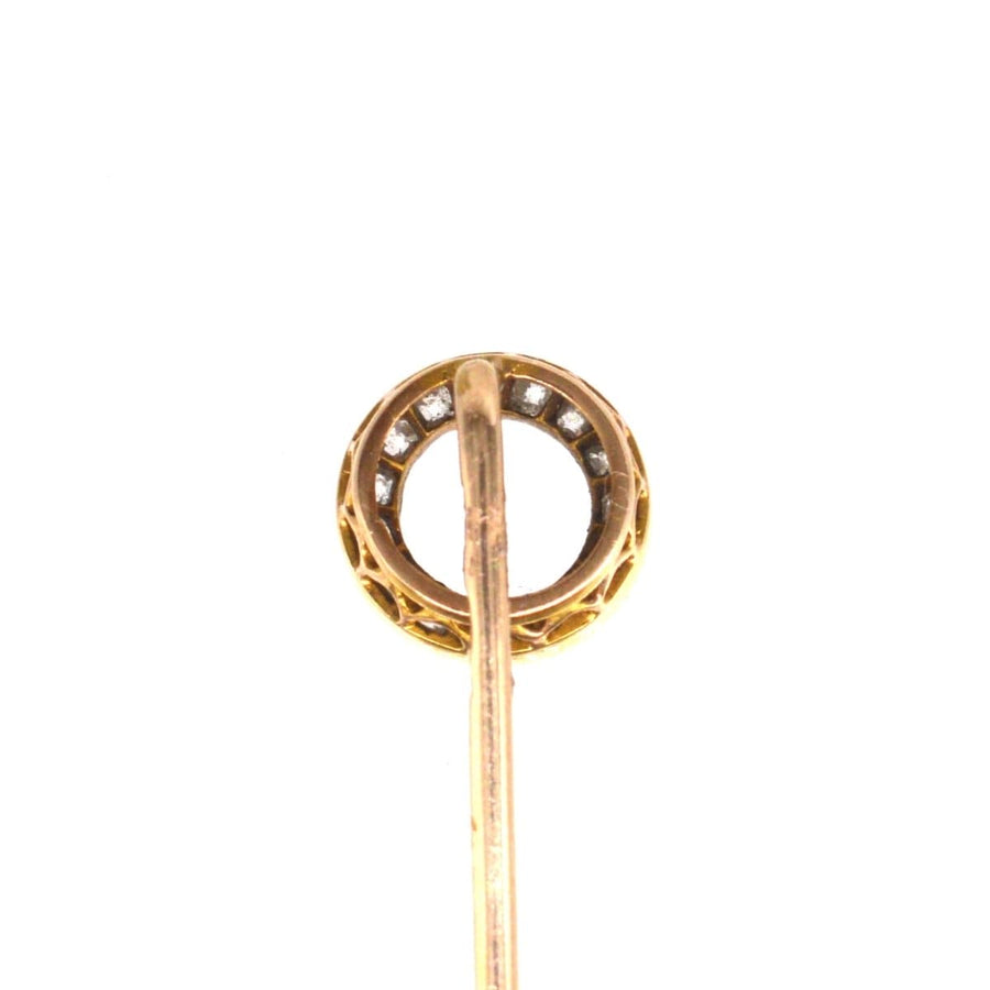 Austro-Hungarian Early 20th Century 14ct Gold and Diamond Finishing Post Tie Pin | Parkin and Gerrish | Antique & Vintage Jewellery