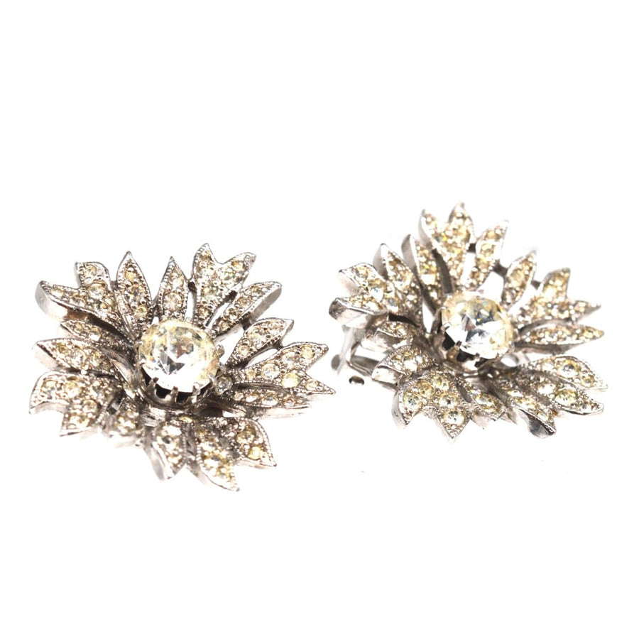 Christian Dior by Mitchel Maer 1950s Paste Flower Earrings | Parkin and Gerrish | Antique & Vintage Jewellery