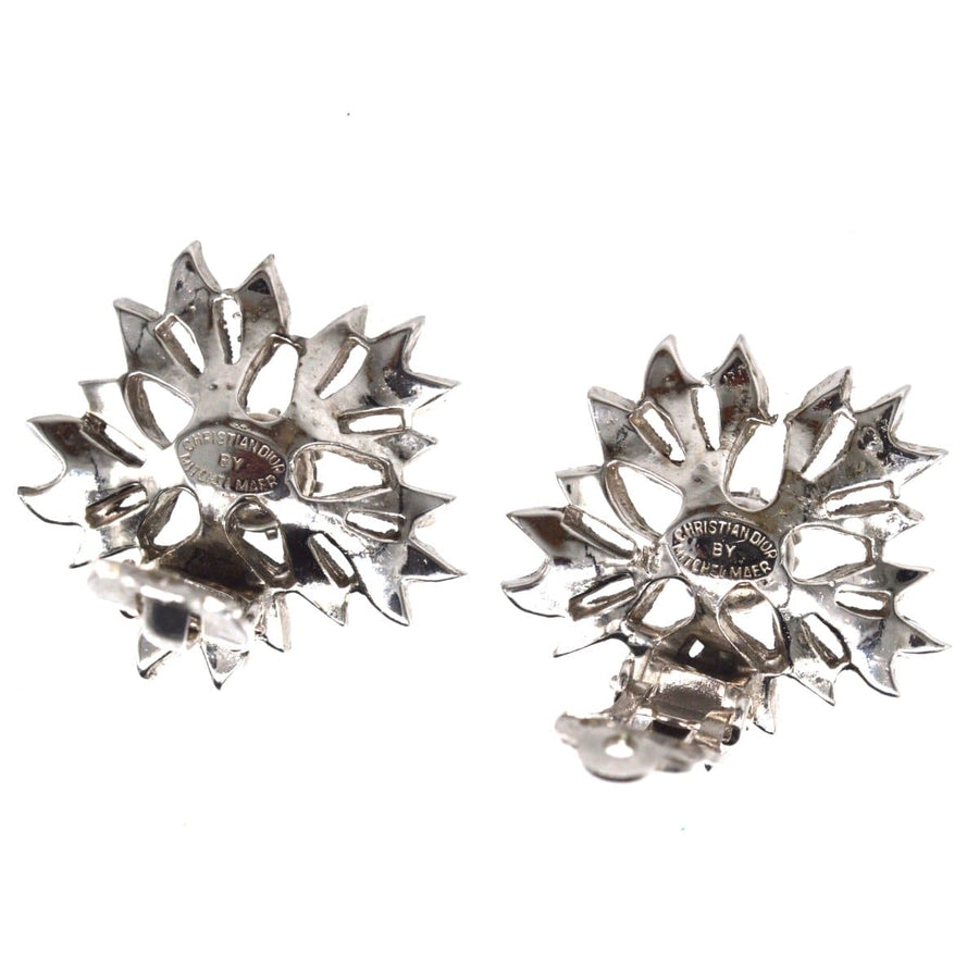 Christian Dior by Mitchel Maer 1950s Paste Flower Earrings | Parkin and Gerrish | Antique & Vintage Jewellery