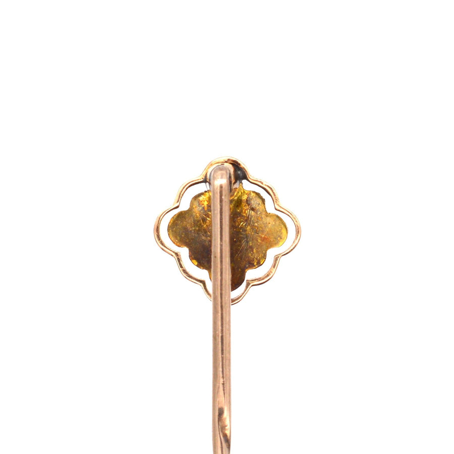 Edwardian 15ct Gold Natural Split Pearl Diamond-Shaped Cluster Tie Pin | Parkin and Gerrish | Antique & Vintage Jewellery