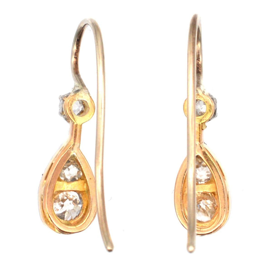 Edwardian 15ct Gold & Platinum, Old Cut Diamond Drop Earrings | Parkin and Gerrish | Antique & Vintage Jewellery