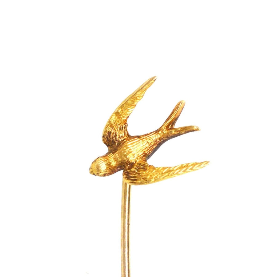 Edwardian 15ct Gold Swallow Bird Tie Pin | Parkin and Gerrish | Antique & Vintage Jewellery