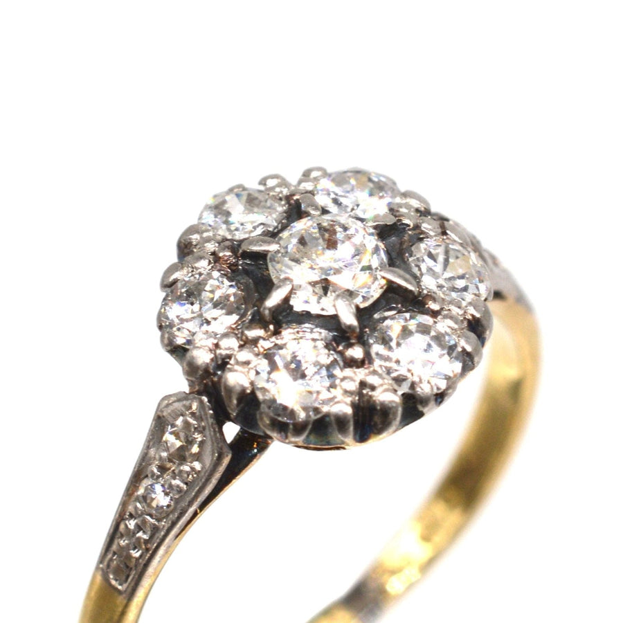 Edwardian 18ct Gold & Platinum Diamond Cluster Ring | Parkin and Gerrish | Antique & Vintage Jewellery