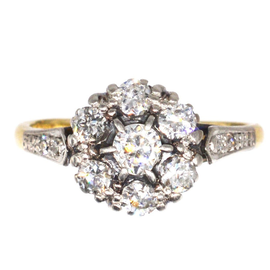 Edwardian 18ct Gold & Platinum Diamond Cluster Ring | Parkin and Gerrish | Antique & Vintage Jewellery