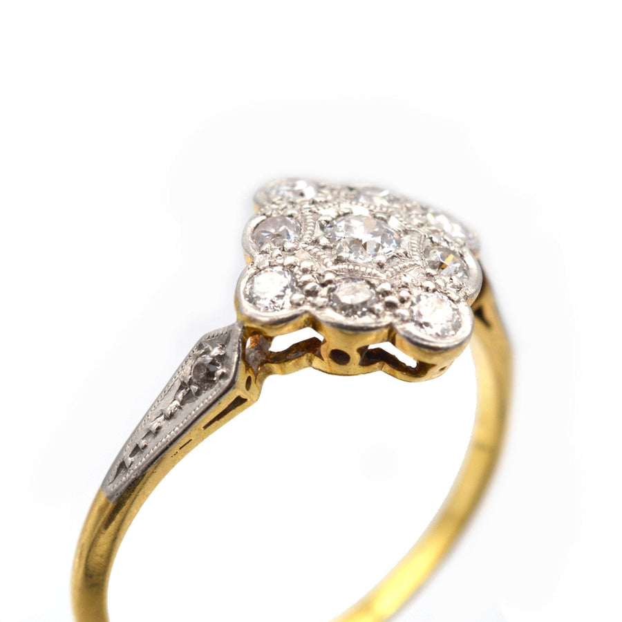 Edwardian 18ct Gold & Platinum, Diamond-Shaped Diamond Cluster Ring | Parkin and Gerrish | Antique & Vintage Jewellery