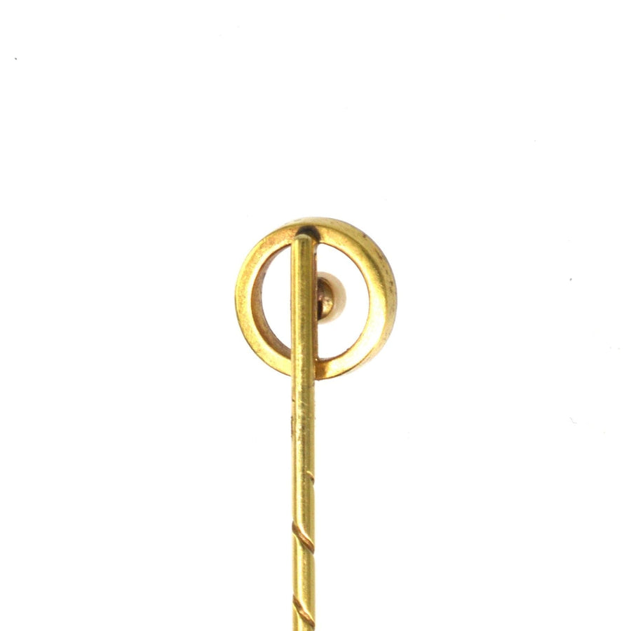 Edwardian 18ct Gold & Platinum, Round Circle Tie Pin with a Pearl | Parkin and Gerrish | Antique & Vintage Jewellery