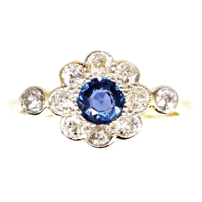 Bague édouardienne en or 18 carats et platine, saphir et diamants