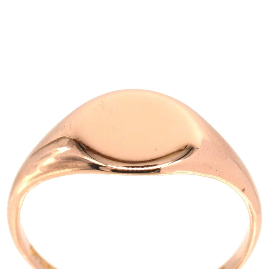 Edwardian 18ct Rose Gold Plain Signet Ring | Parkin and Gerrish | Antique & Vintage Jewellery