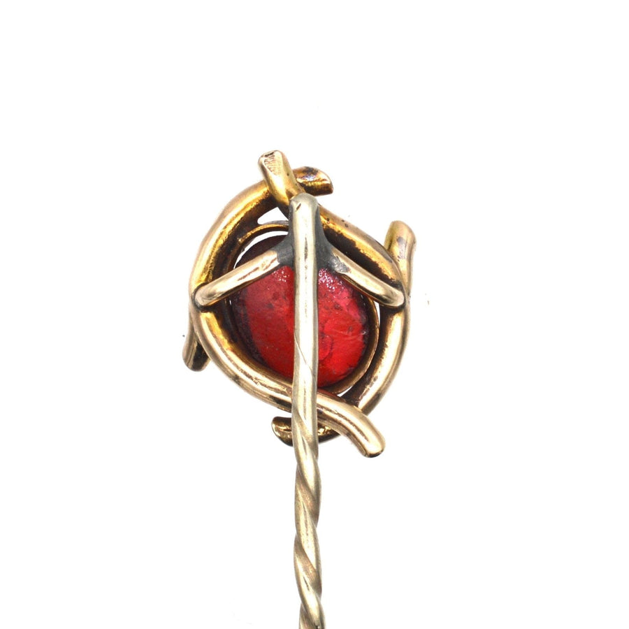 Edwardian 9ct Gold and Red Paste Tie Pin | Parkin and Gerrish | Antique & Vintage Jewellery