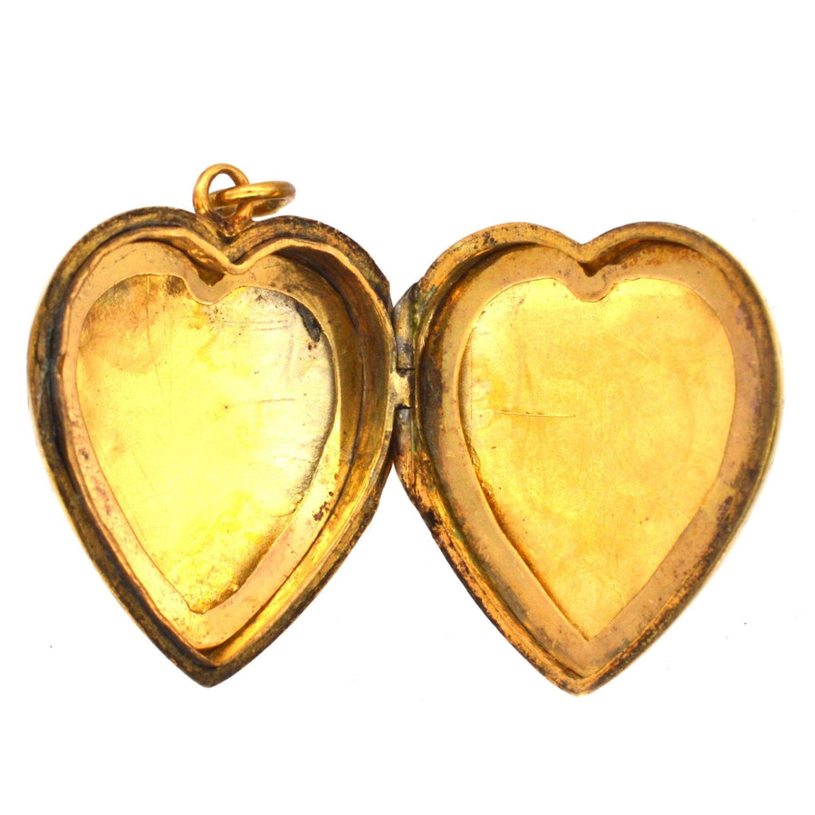 Edwardian 9ct Gold Back & Front Heart Locket Pendant | Parkin and Gerrish | Antique & Vintage Jewellery