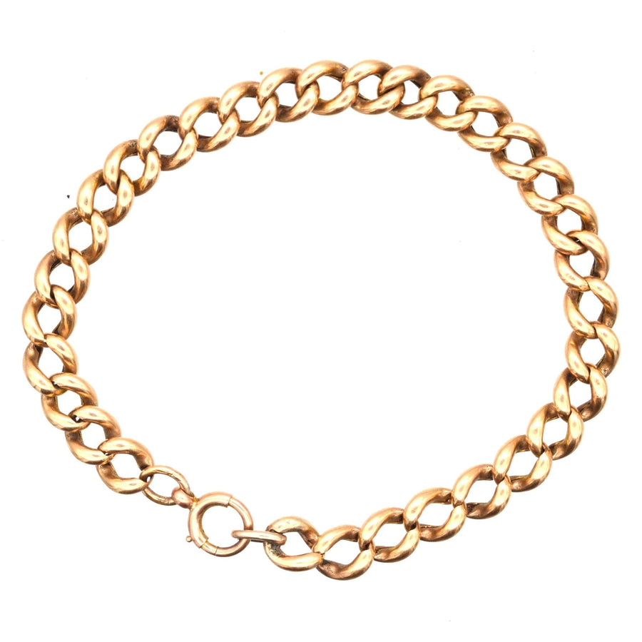 Edwardian 9ct Gold Curb Bracelet | Parkin and Gerrish | Antique & Vintage Jewellery