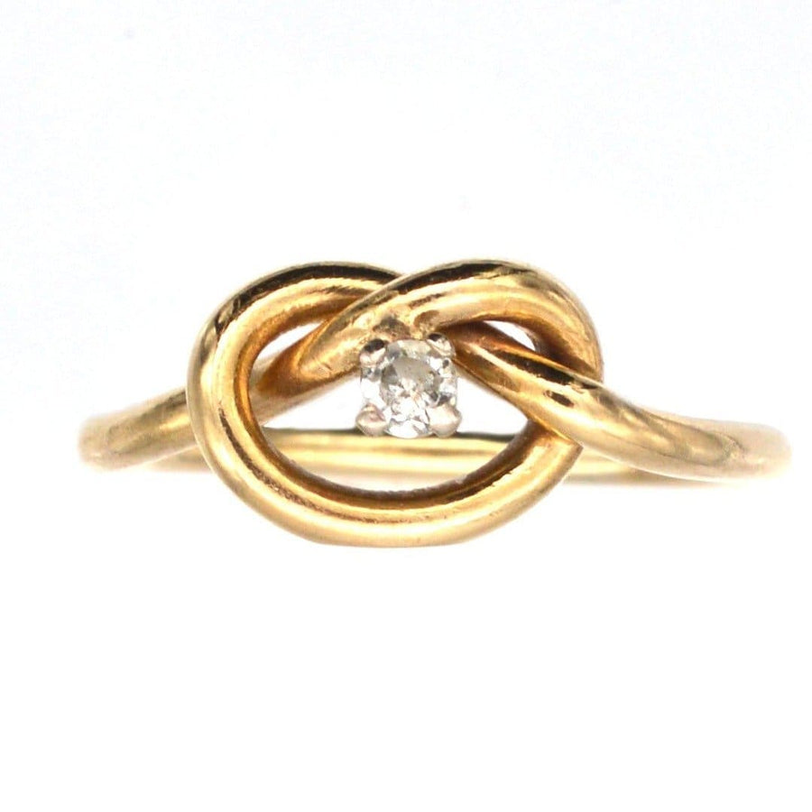 Edwardian 9ct Gold, Diamond Lovers' Knot Ring | Parkin and Gerrish | Antique & Vintage Jewellery