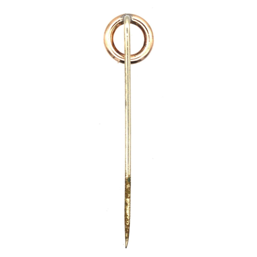 Edwardian 9ct Gold Finishing Post Circle Tie Pin | Parkin and Gerrish | Antique & Vintage Jewellery