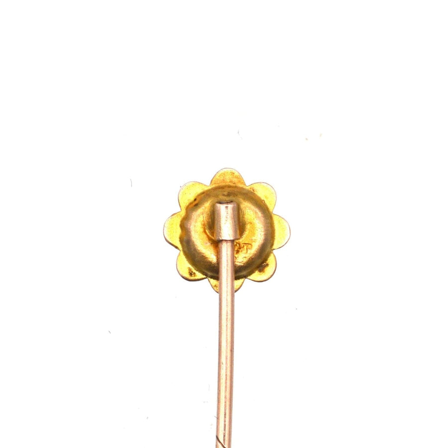 Edwardian 9ct Gold Flower Tie Pin with Sapphire | Parkin and Gerrish | Antique & Vintage Jewellery