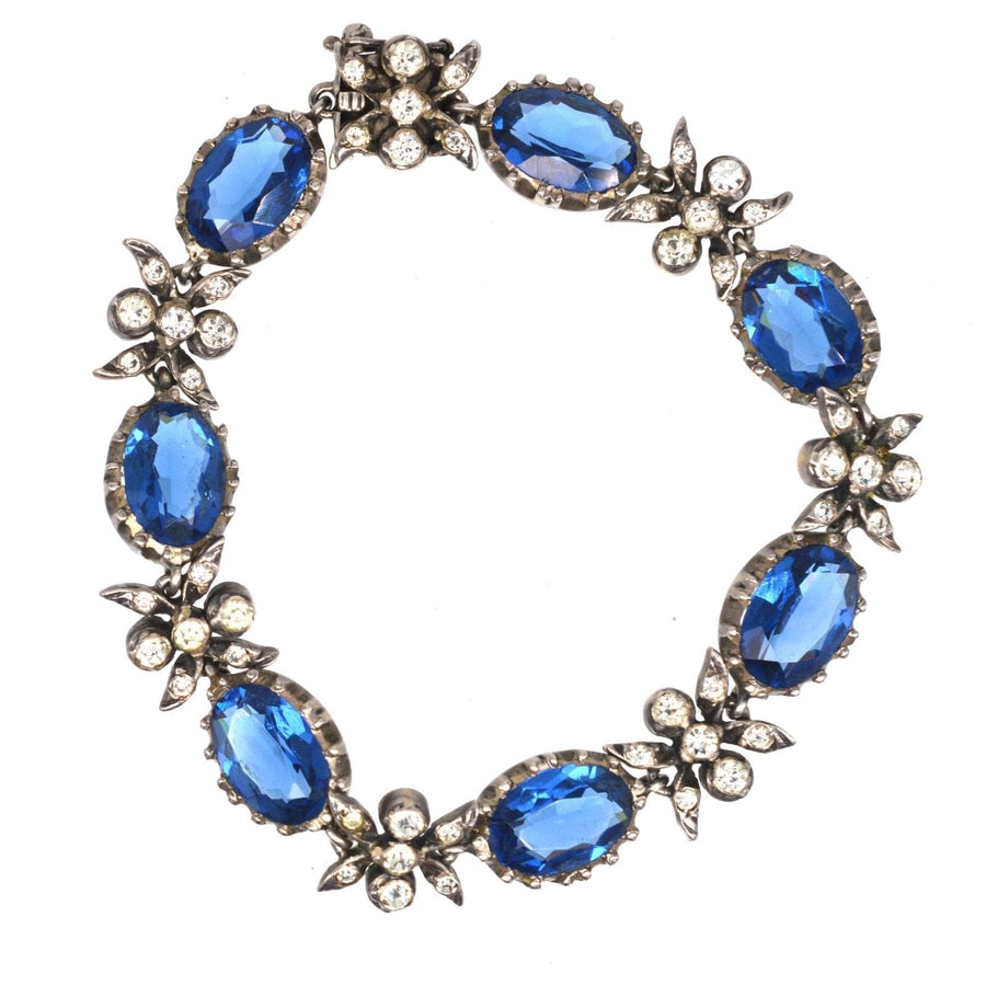 Edwardian Silver "Sapphire" Blue and White Paste Bracelet | Parkin and Gerrish | Antique & Vintage Jewellery