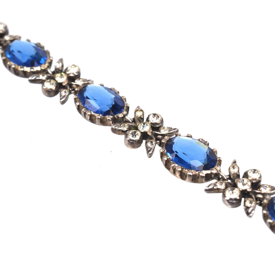 Edwardian Silver "Sapphire" Blue and White Paste Bracelet | Parkin and Gerrish | Antique & Vintage Jewellery