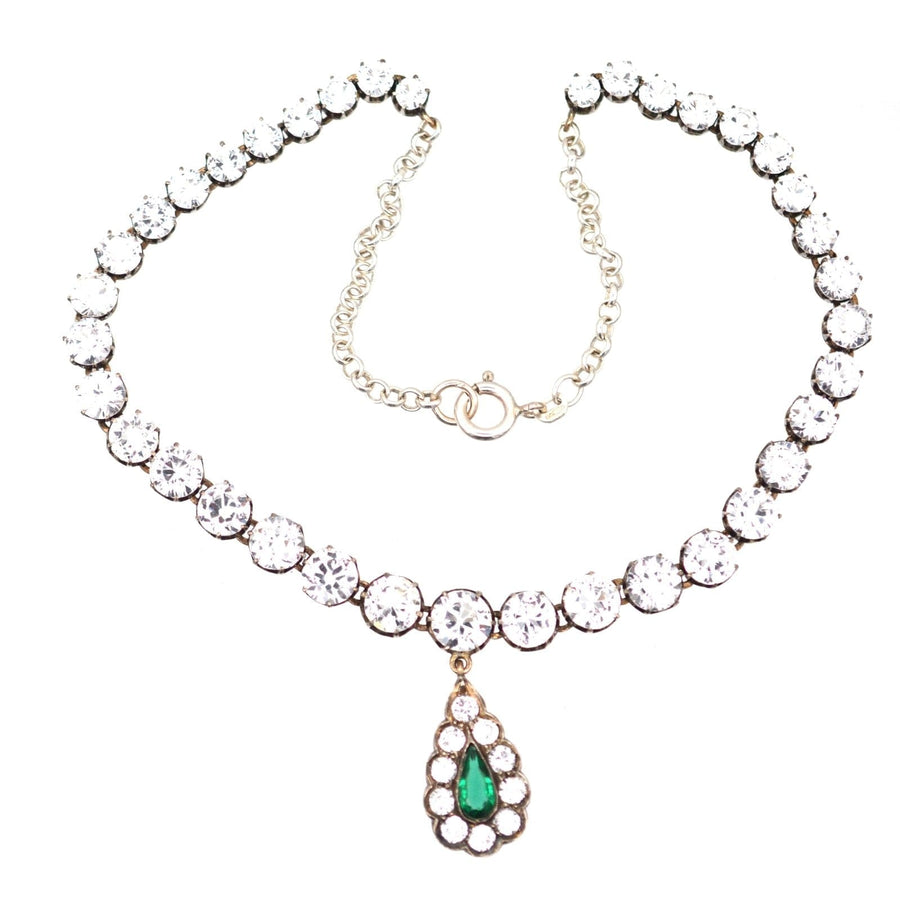 Edwardian White and Green "Emerald" Paste Necklace | Parkin and Gerrish | Antique & Vintage Jewellery