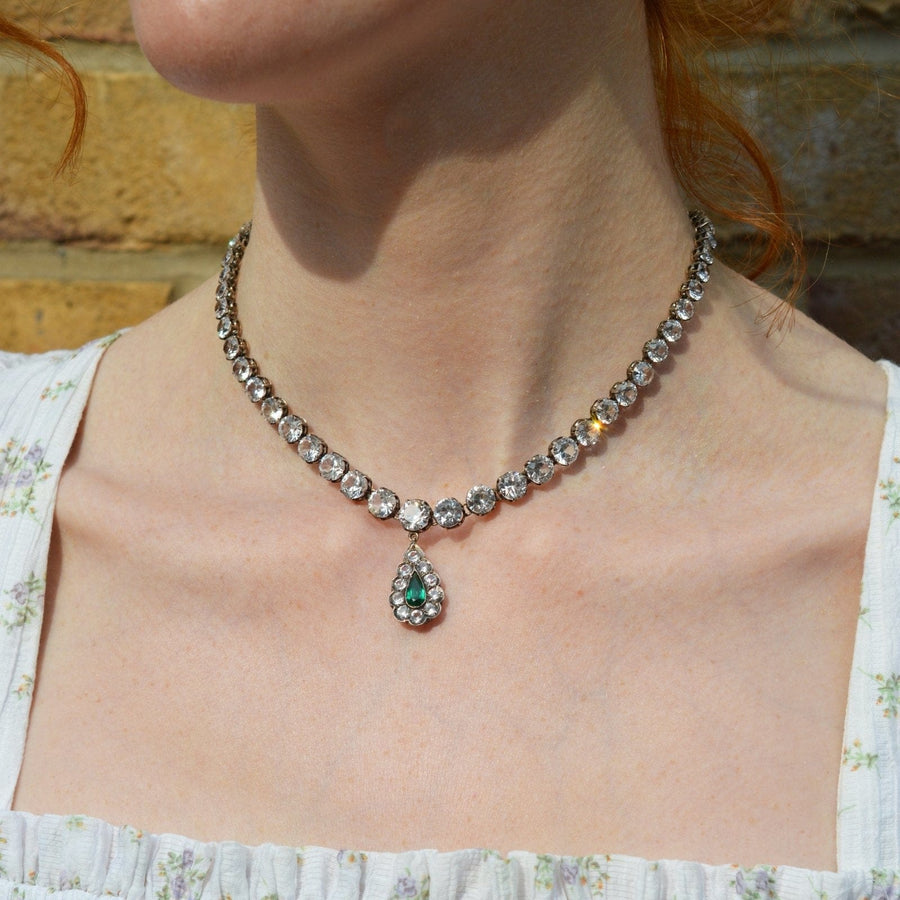 Edwardian White and Green "Emerald" Paste Necklace | Parkin and Gerrish | Antique & Vintage Jewellery
