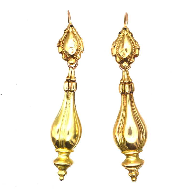 French 19th Century 18ct Gold 'Night And Day' Drop Earrings