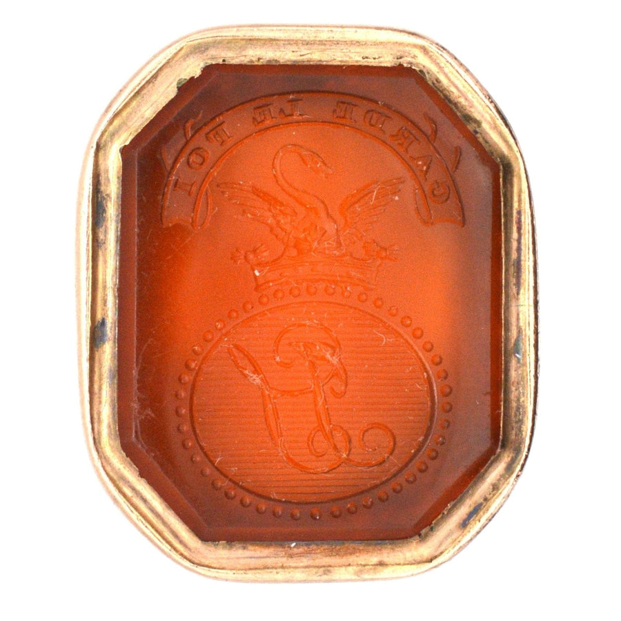 Georgian 9ct Gold Seal with the Earl of Stafford Family Crest | Parkin and Gerrish | Antique & Vintage Jewellery
