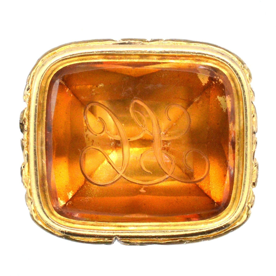 Georgian Gold Cased Seal with a Citrine Intaglio of the monogram 'SC' | Parkin and Gerrish | Antique & Vintage Jewellery