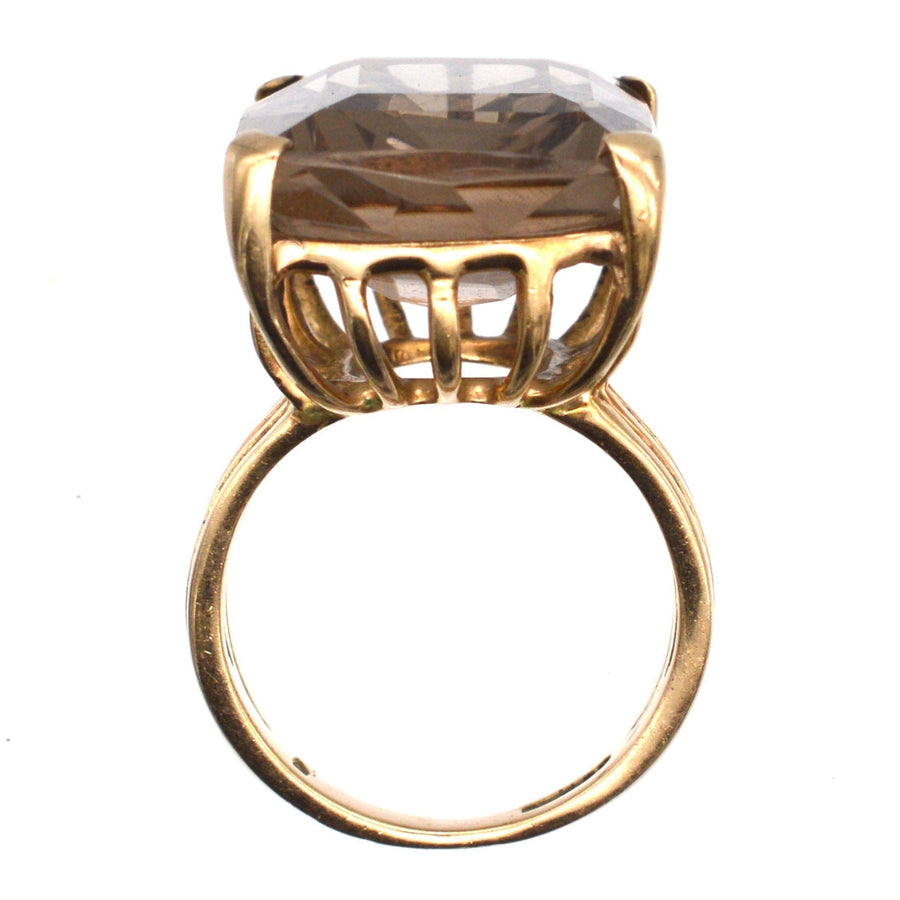 Large Mid Century 9ct gold Smoky Quartz Cocktail Ring | Parkin and Gerrish | Antique & Vintage Jewellery