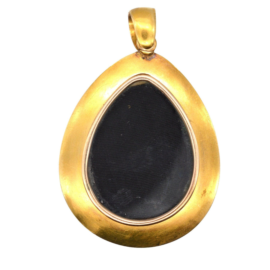 Large Victorian 15ct Gold Cabochon Garnet Pendant with a Locket on Back | Parkin and Gerrish | Antique & Vintage Jewellery