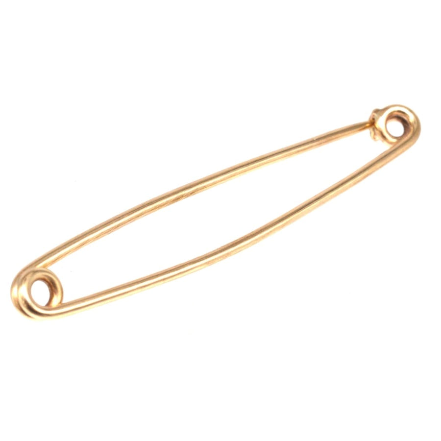 Large Vintage 9ct Gold Stock / Safety Pin Brooch by Deakin & Francis | Parkin and Gerrish | Antique & Vintage Jewellery
