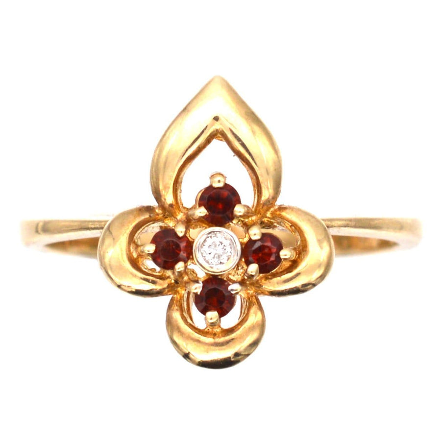 Late 20th Century 18ct Gold, Hessonite Garnet & Diamond Ring | Parkin and Gerrish | Antique & Vintage Jewellery