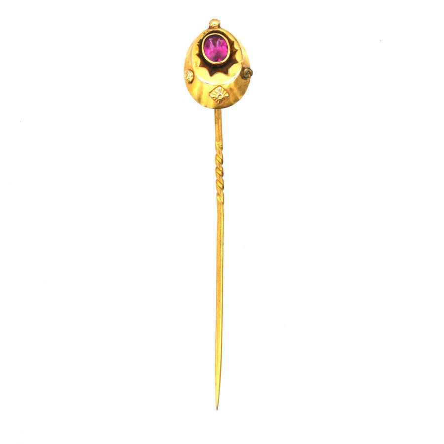 Late Victorian 15ct Gold and Garnet Tie Pin | Parkin and Gerrish | Antique & Vintage Jewellery