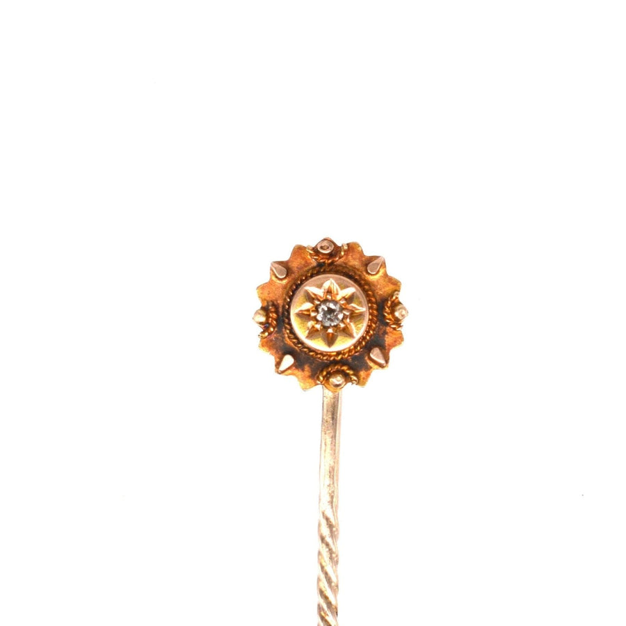 Late Victorian 9ct Gold Tie Pin with a Diamond | Parkin and Gerrish | Antique & Vintage Jewellery