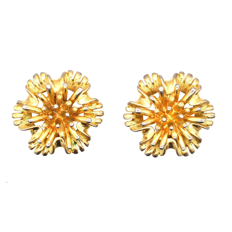 Marcel Boucher 1960s Gilt Metal Clip On Earrings