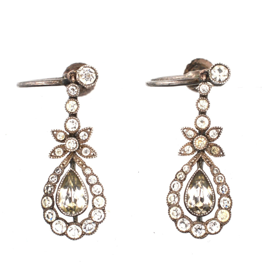 Mid Century Sliver & Paste Drop Earrings | Parkin and Gerrish | Antique & Vintage Jewellery