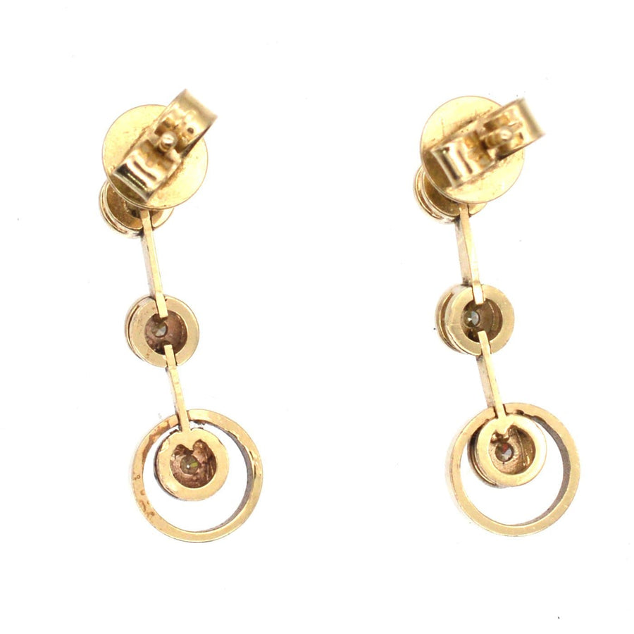 Modern 18ct Gold, Three Stone Diamond Drop Earrings | Parkin and Gerrish | Antique & Vintage Jewellery