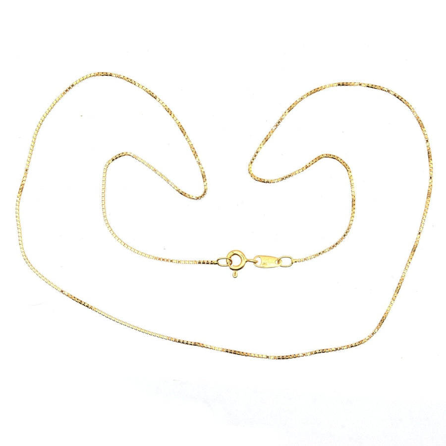 Modern Solid 18ct Gold Box Link Chain 18"/45cm (0.9cm width) | Parkin and Gerrish | Antique & Vintage Jewellery