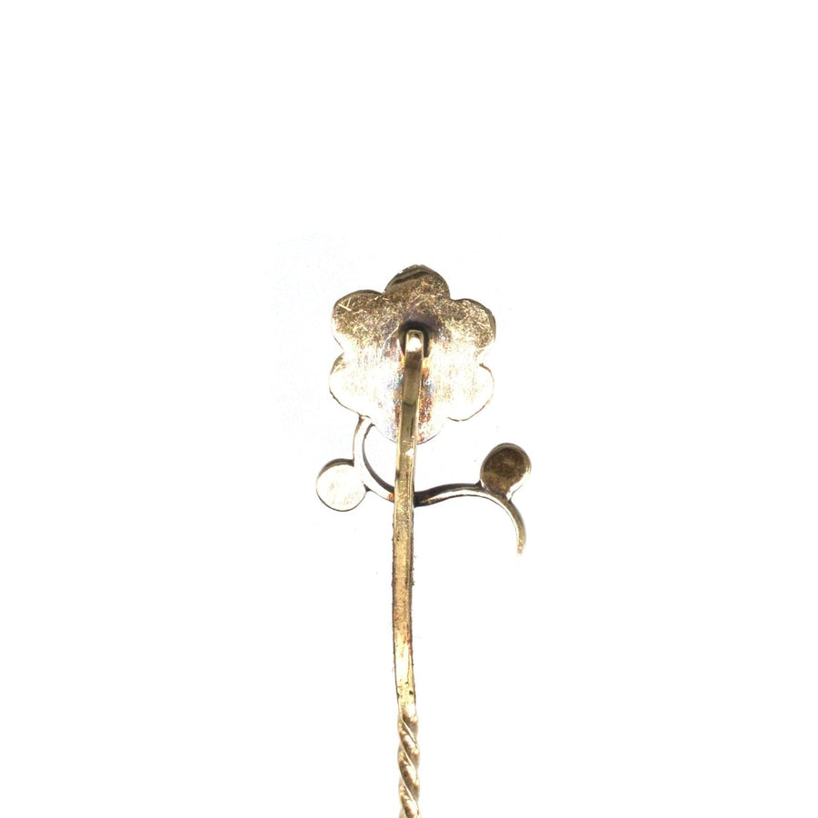 Regency 9ct Gold Split Pearl and Garnet Flower Tie Pin | Parkin and Gerrish | Antique & Vintage Jewellery