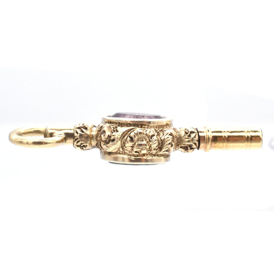 Regency Gold Cased Watch Key with Bloodstone and Amethyst Paste | Parkin and Gerrish | Antique & Vintage Jewellery