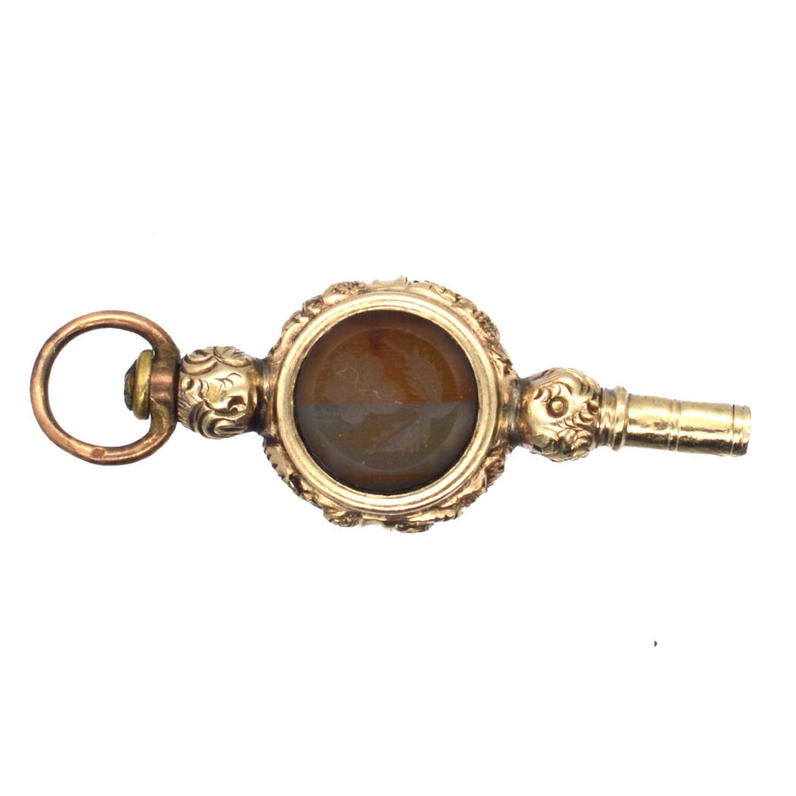 Regency Gold Cased,Watch Key with Intaglio of a Rose | Parkin and Gerrish | Antique & Vintage Jewellery