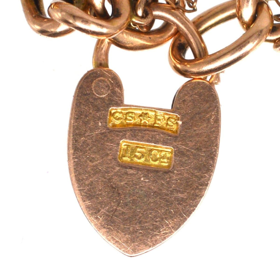 Small Edwardian 15ct Gold Child's Curb Bracelet with Heart Lock | Parkin and Gerrish | Antique & Vintage Jewellery