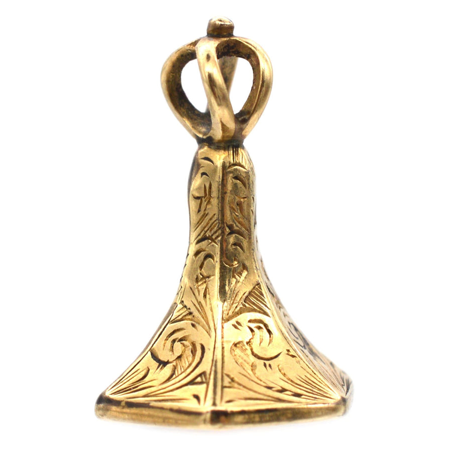 Tiny Early Victorian 9ct Gold Hexagonal Citrine Seal with an Intaglio of a Dog | Parkin and Gerrish (UK)